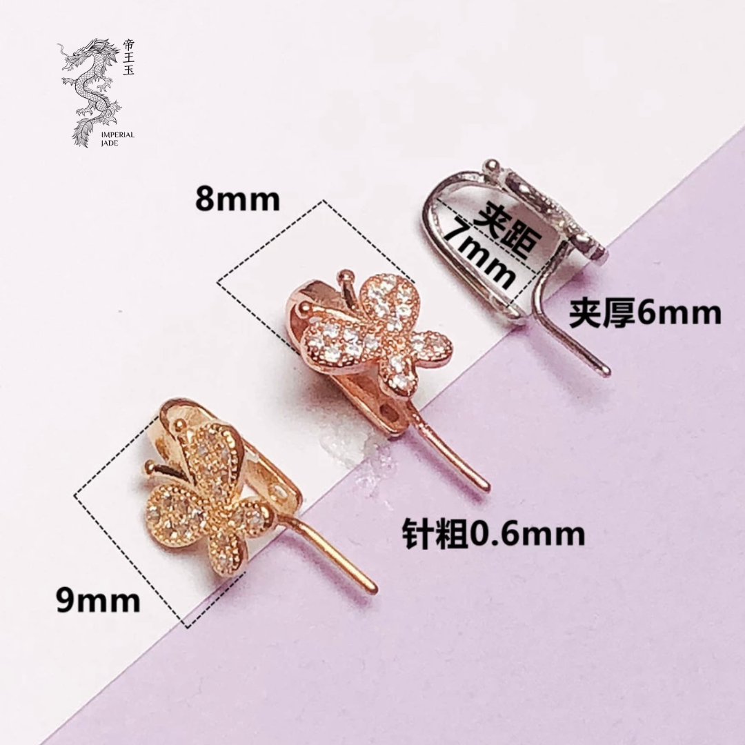 S925 Sliver Bling Butterfly Clasp
