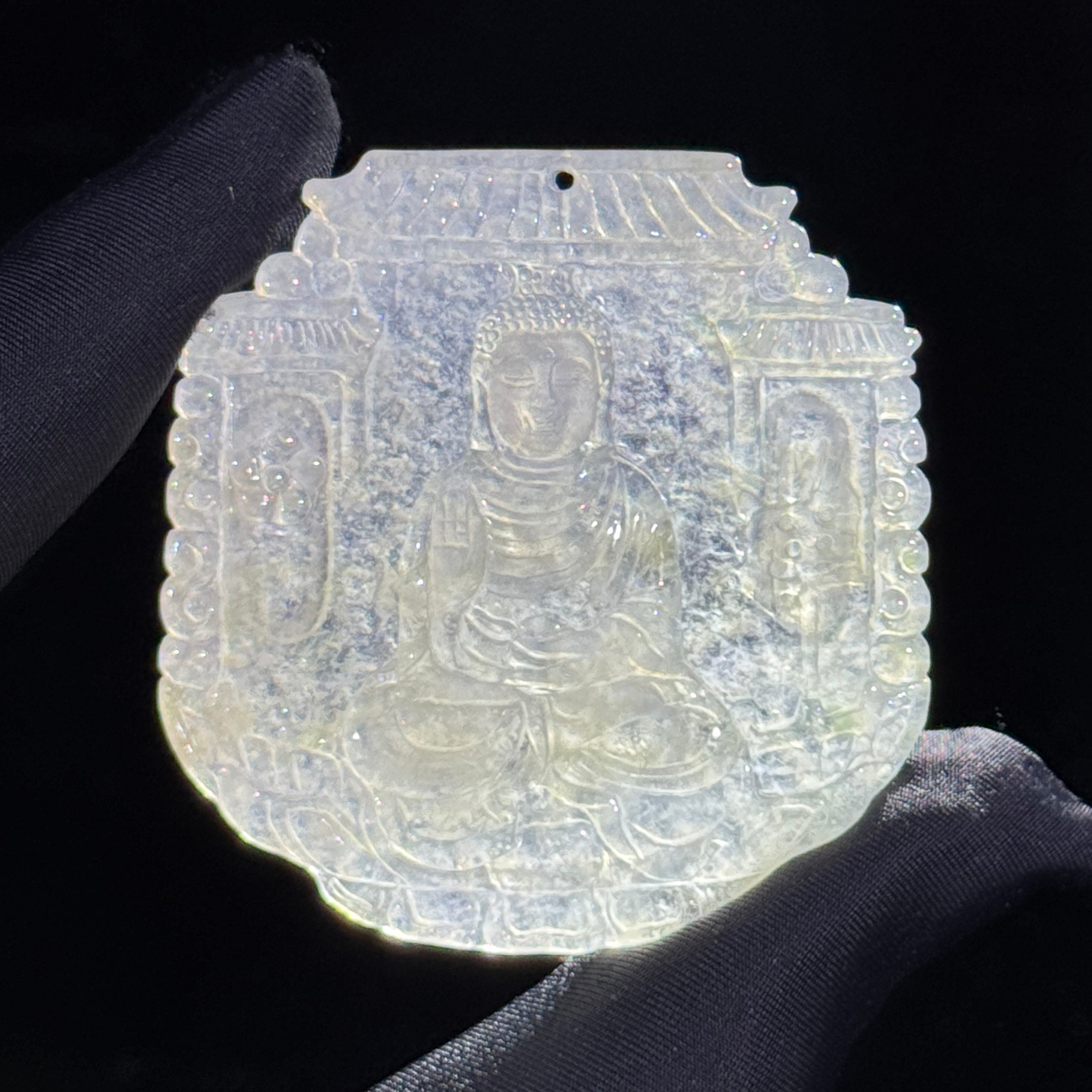 Type A Semi Icy White Jade Amitabha Buddha