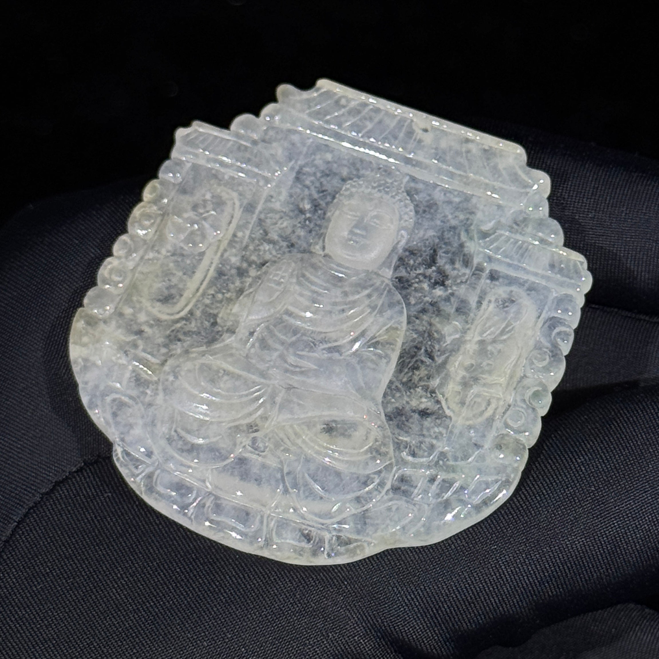 Type A Semi Icy White Jade Amitabha Buddha