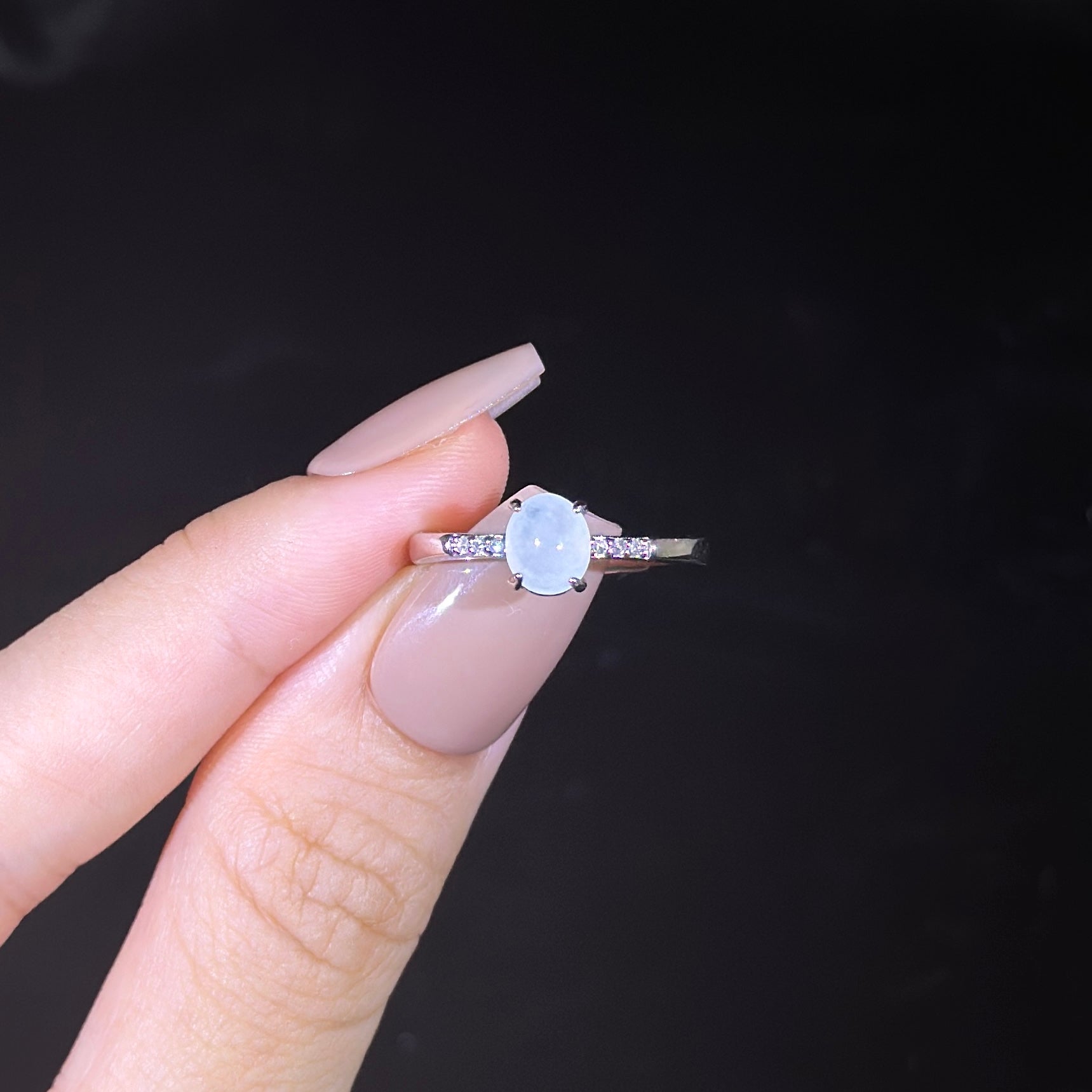 925 Sliver Type A Jade Ring
