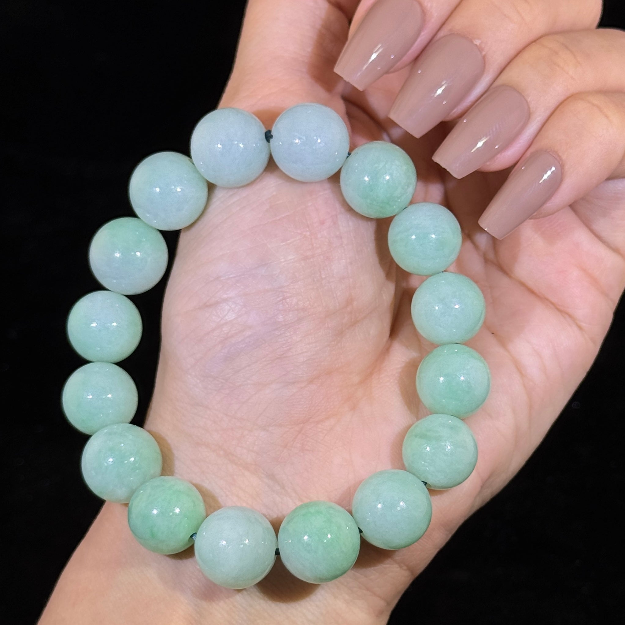 Type A Green Jade Beads Bracelet