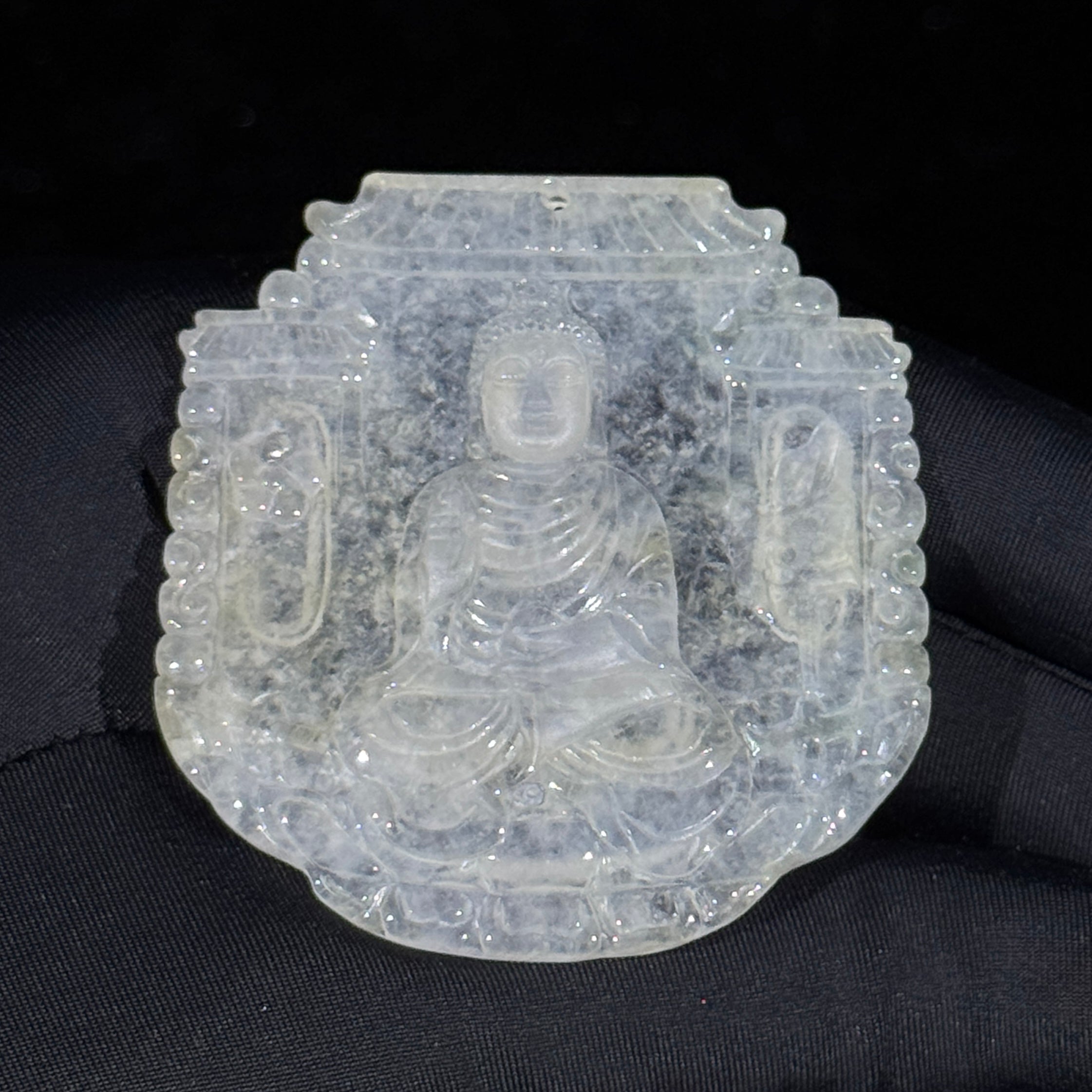 Type A Semi Icy White Jade Amitabha Buddha