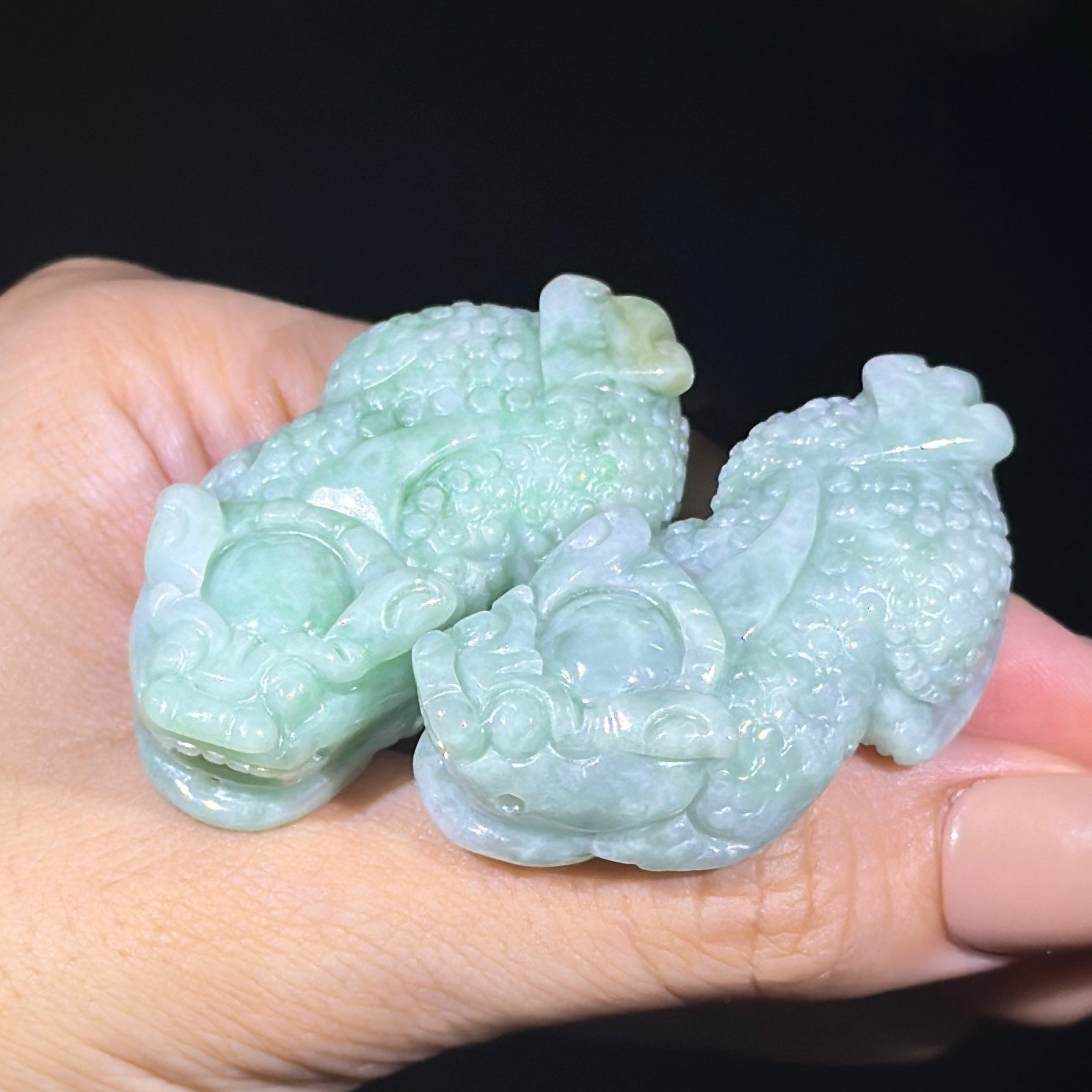 Type A Green Jade Pixiu Pair Display