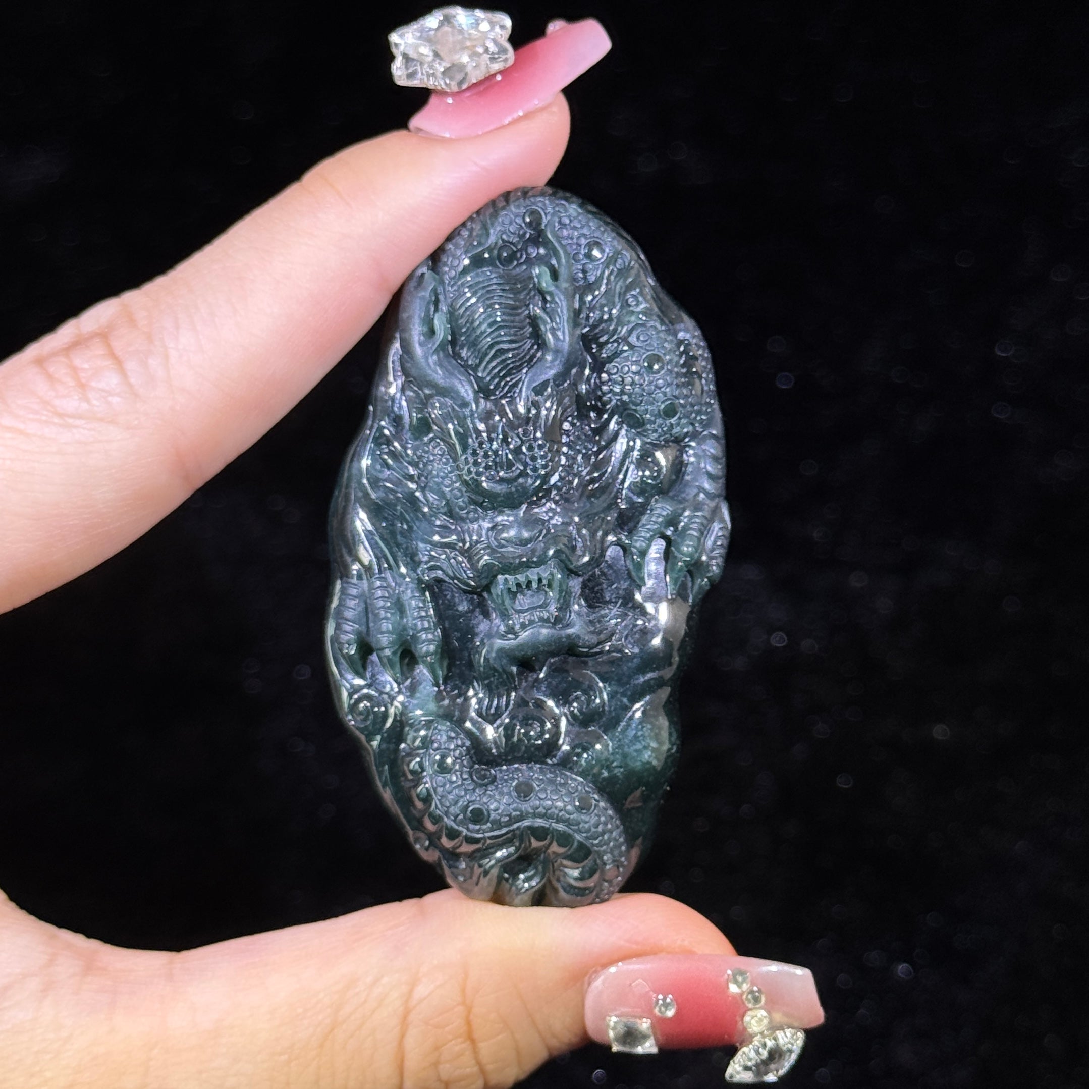 Type A Blueish Green Jade Dragon
