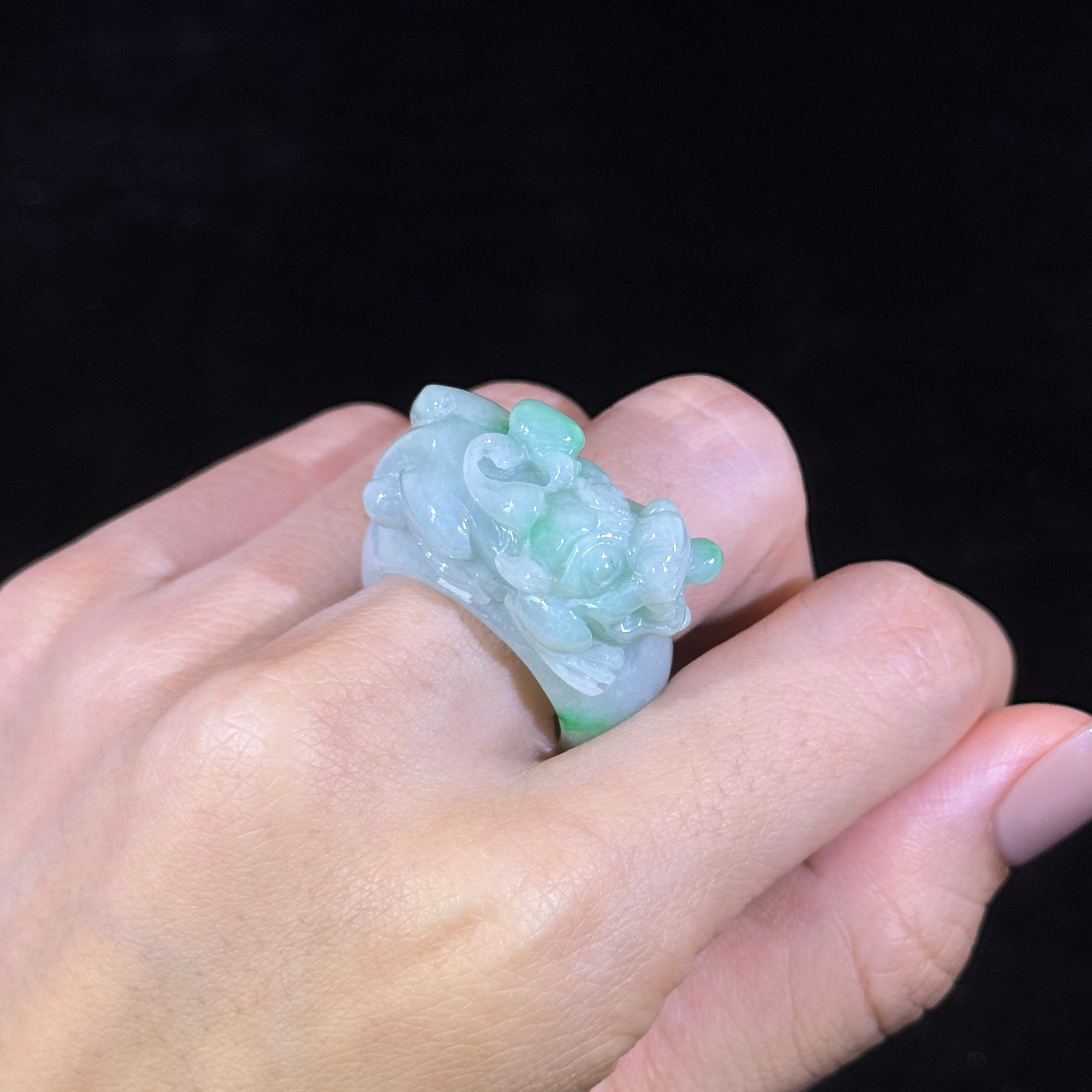 Type A Green Jade Pixiu Ring