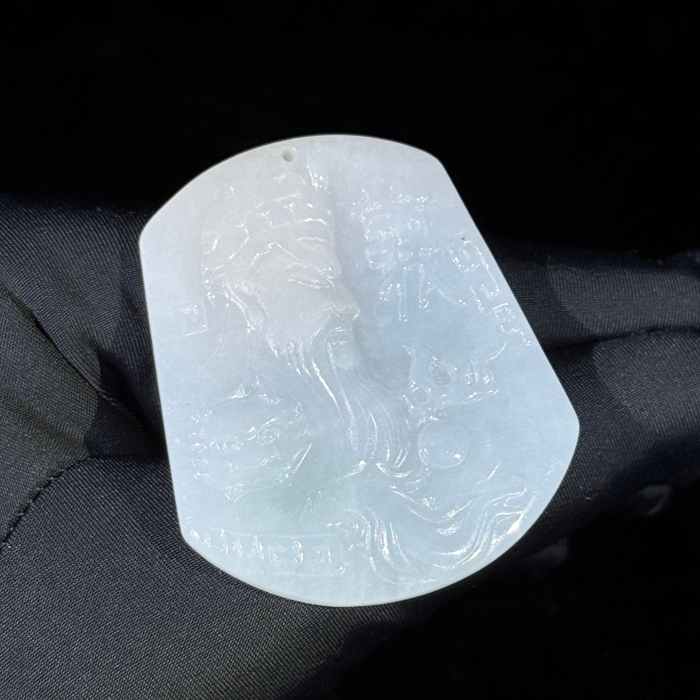 Type A Light Green Jade Guan Gong