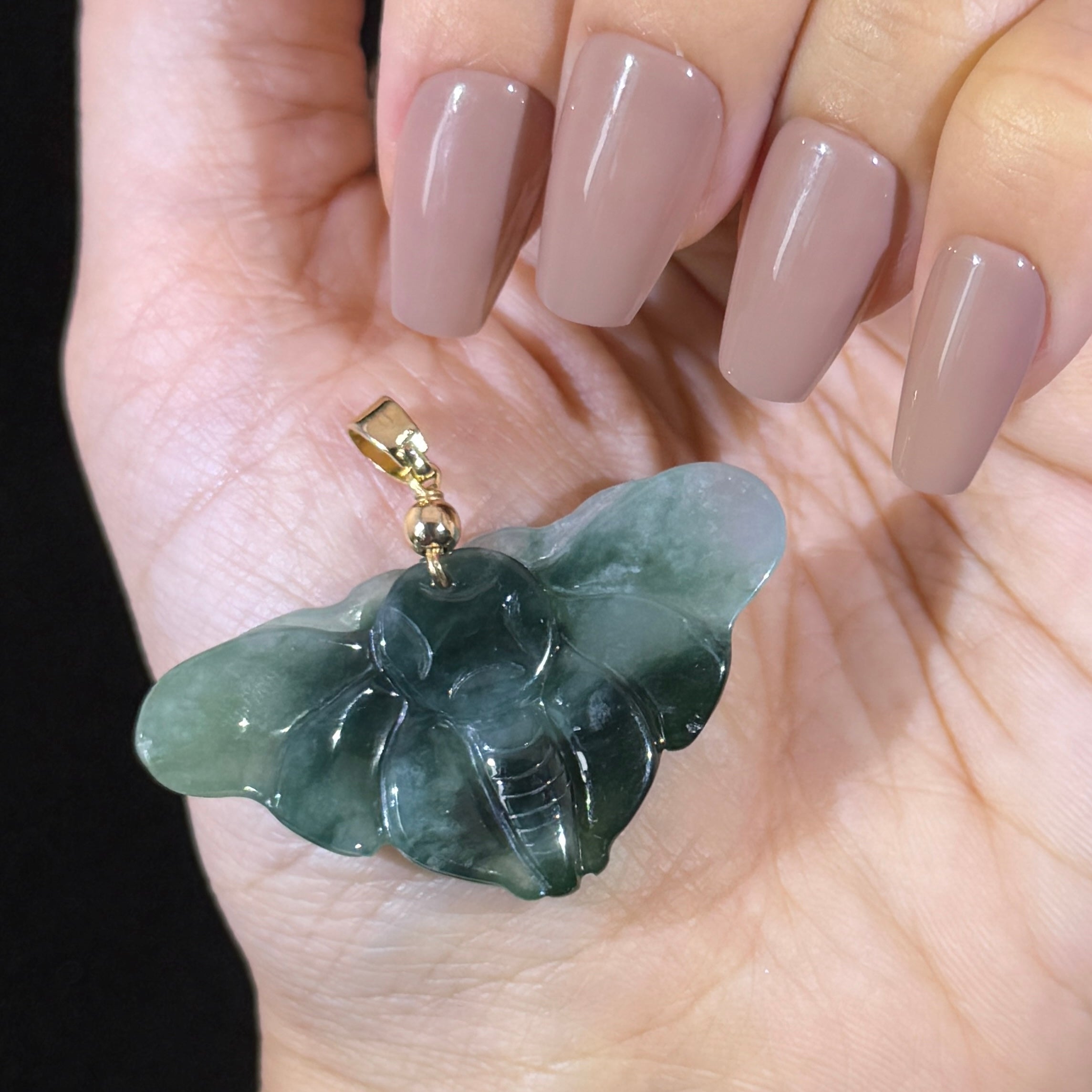 Type A Green Jade Butterfly Pendant