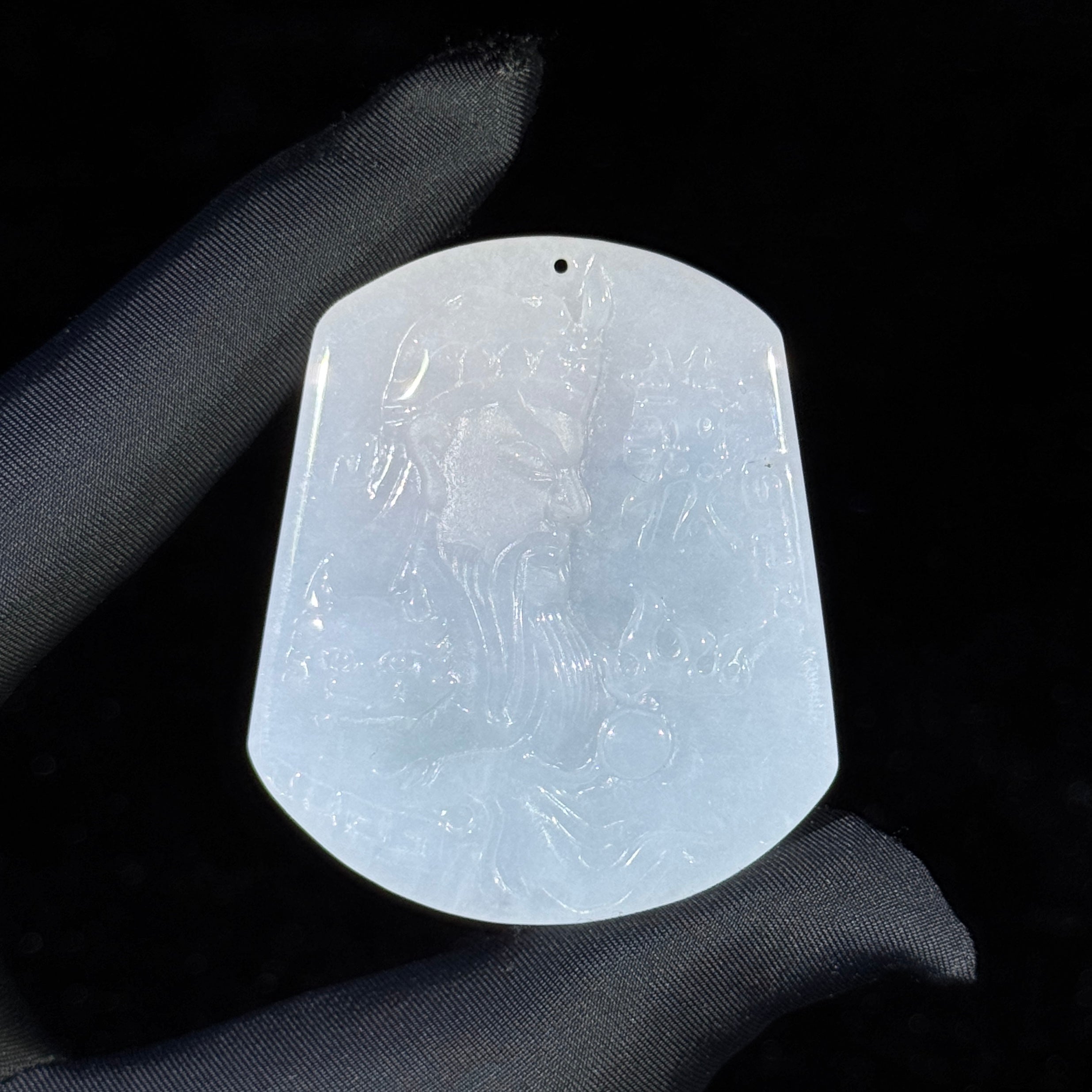 Type A Light Green Jade Guan Gong