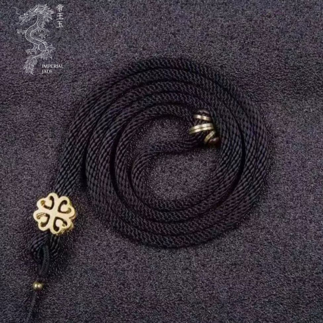 Four Leaf Clover Hand Woven Cord Adjustable Necklace for Jade Pendants