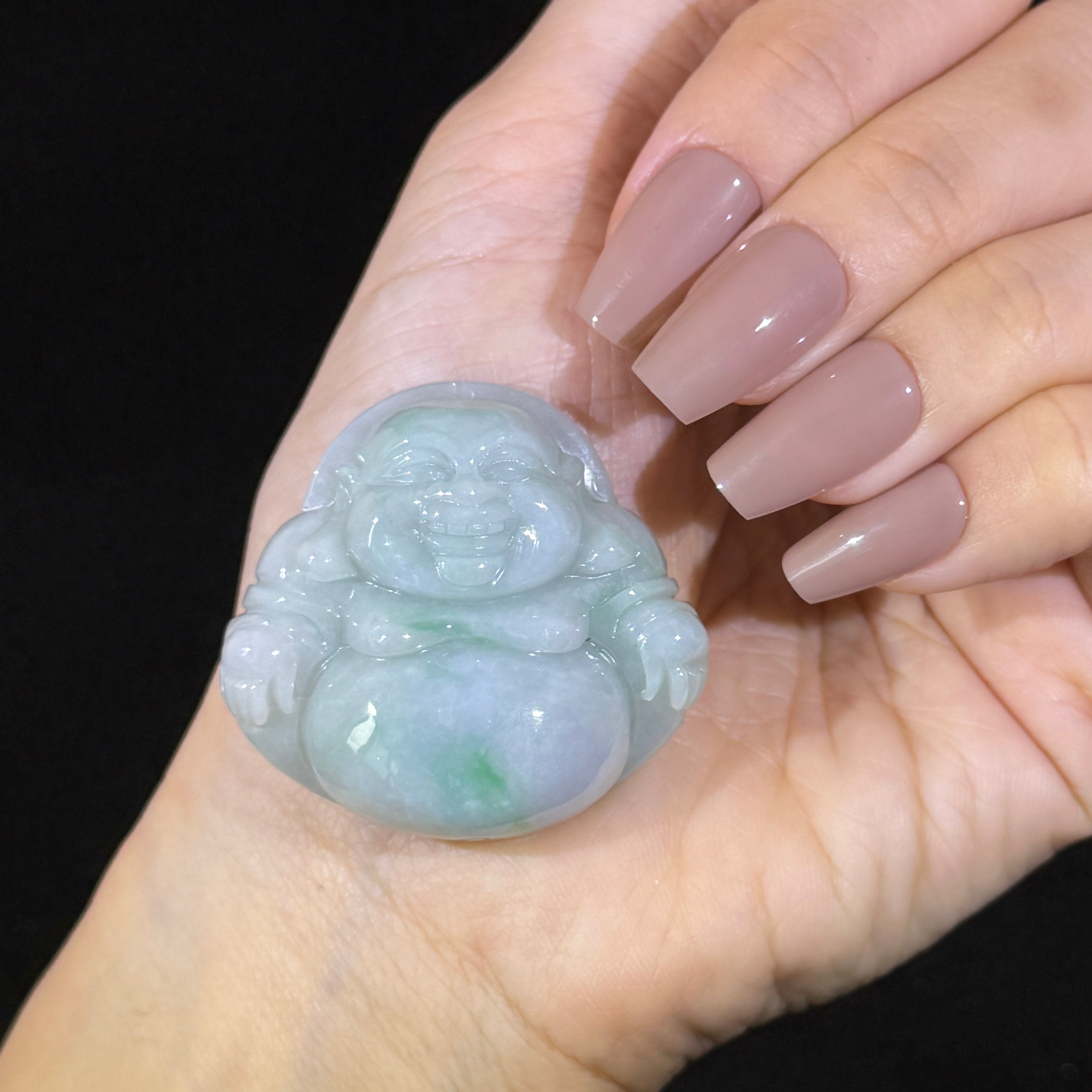 Type A Green Jade Milo Buddha Pendant