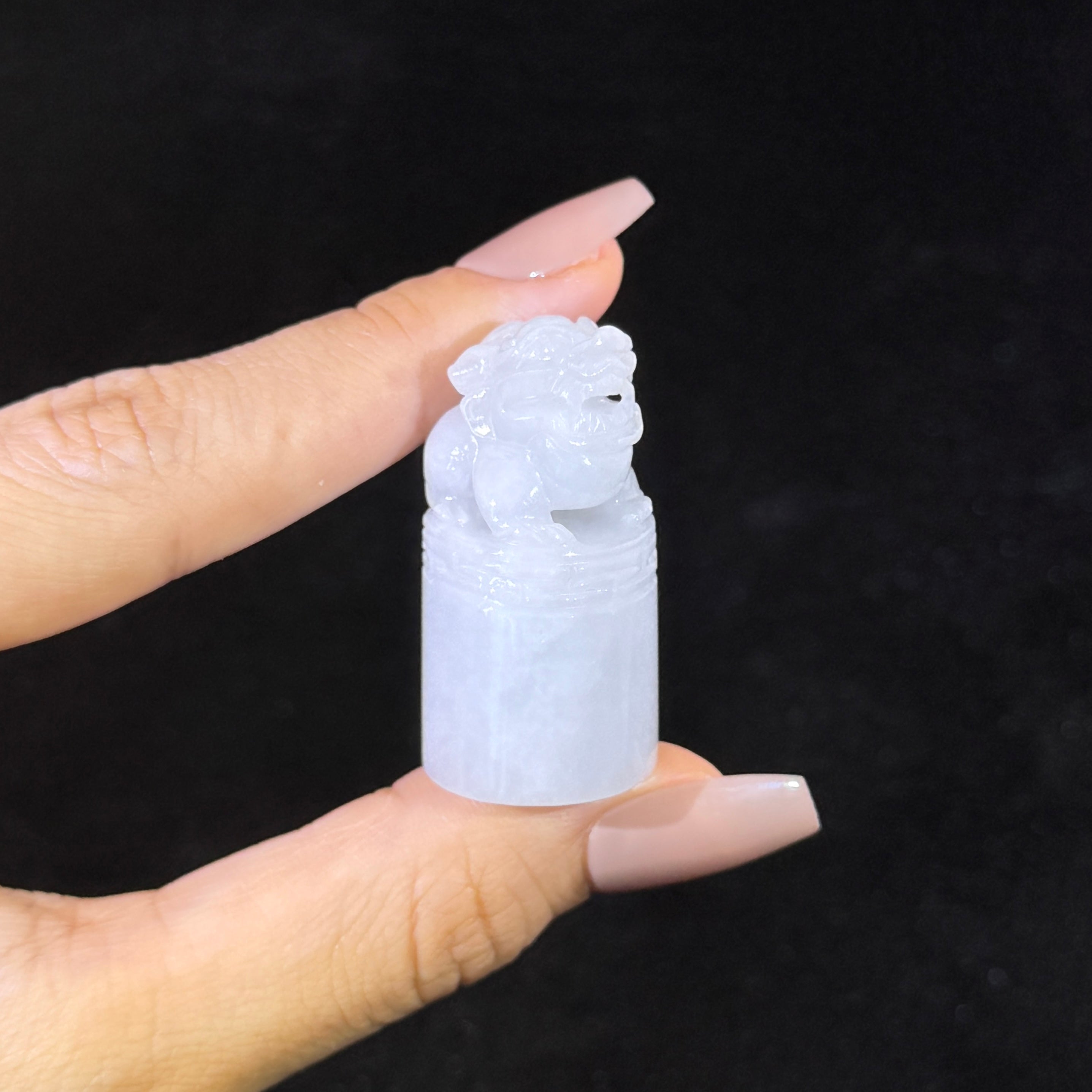 Type A Green Jade Pixiu Seal Display
