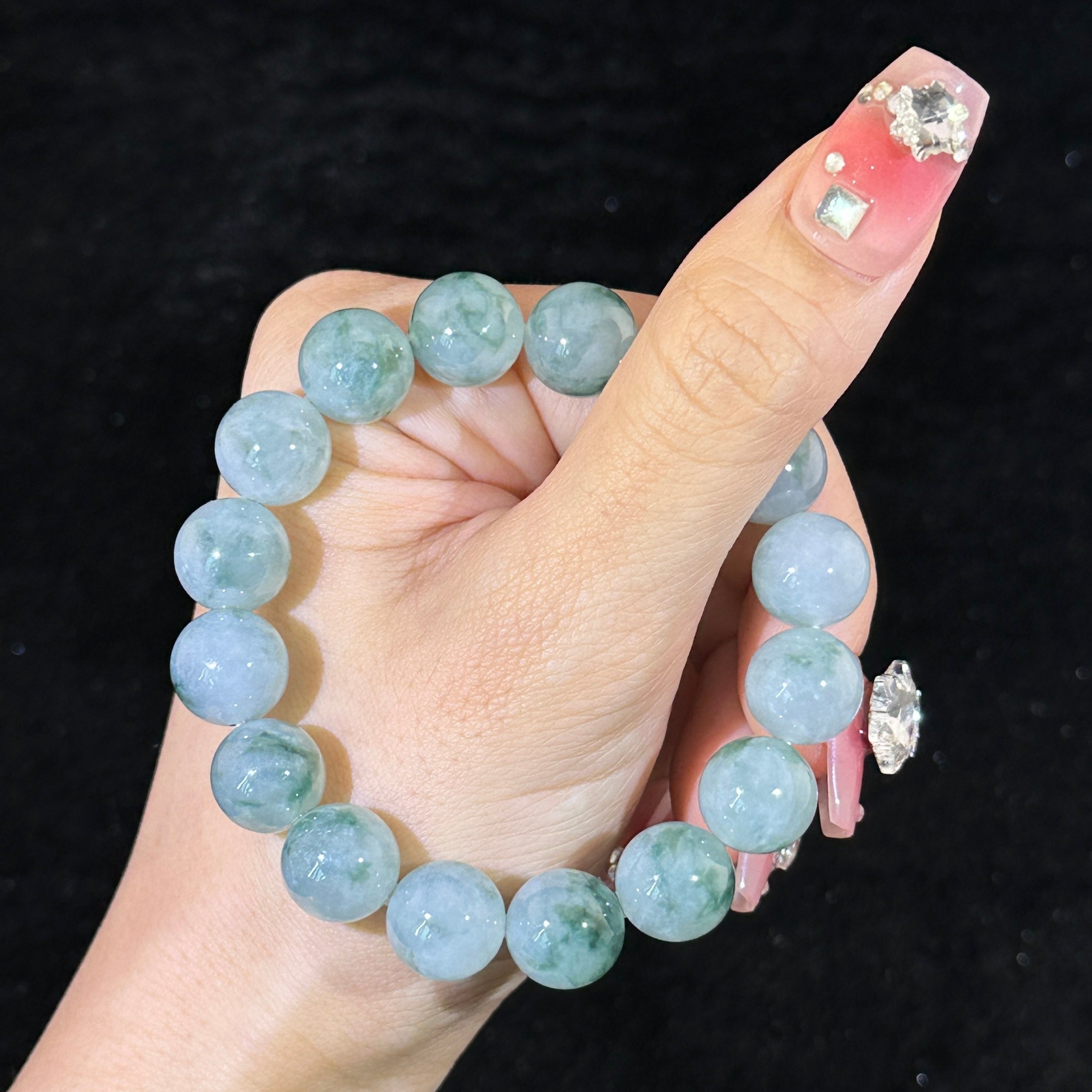Type A Piao Hua Jade Beads Bracelet