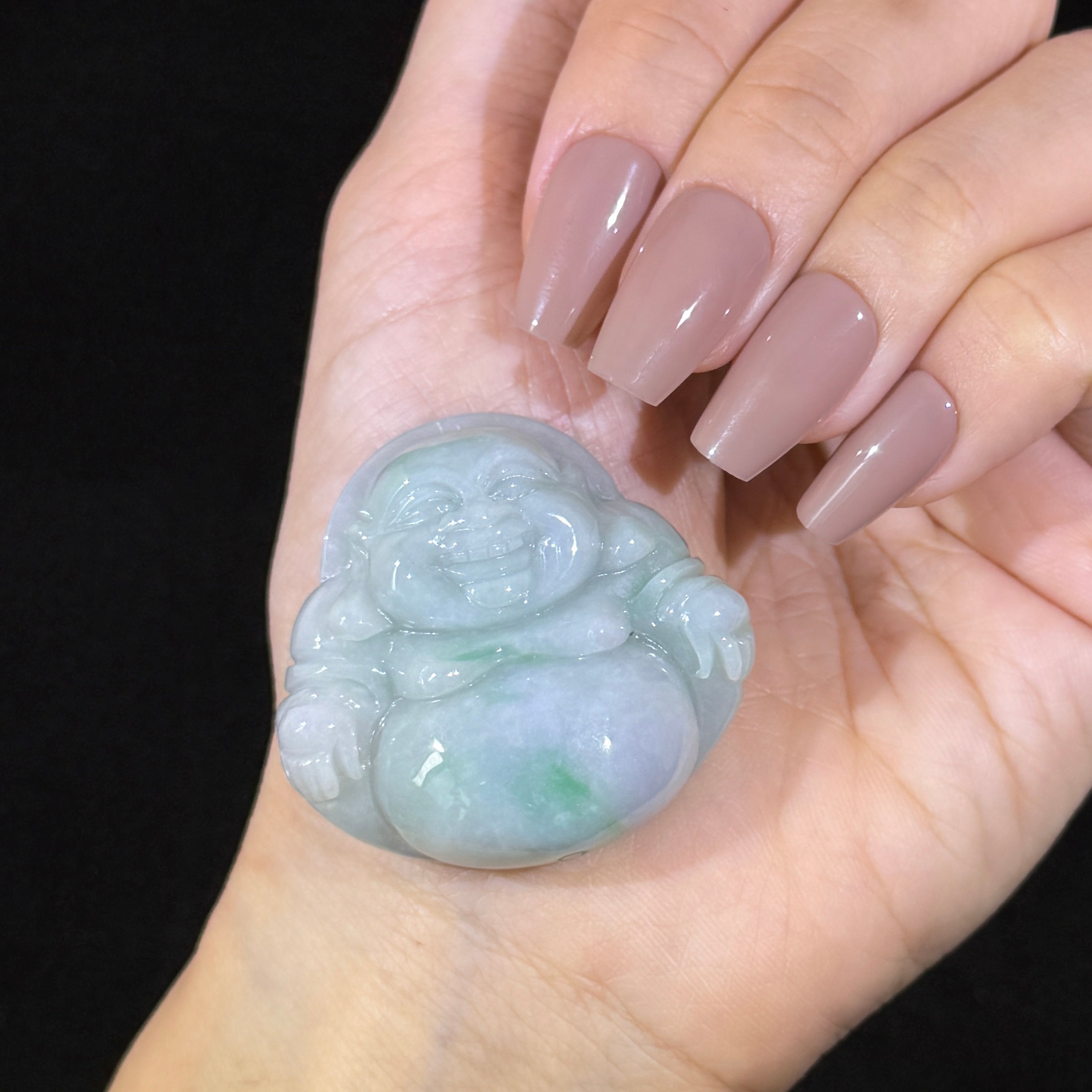 Type A Green Jade Milo Buddha Pendant