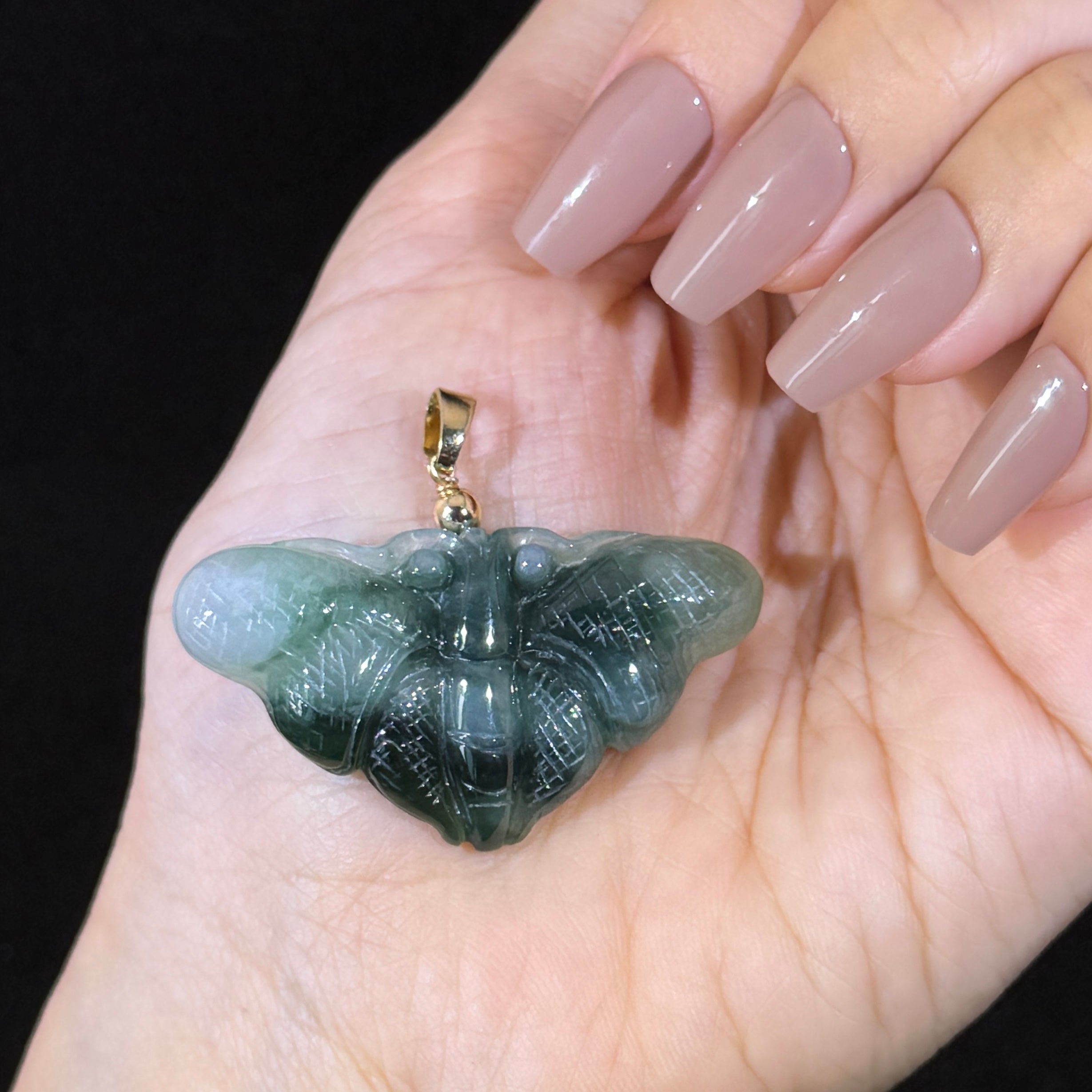 Type A Green Jade Butterfly Pendant