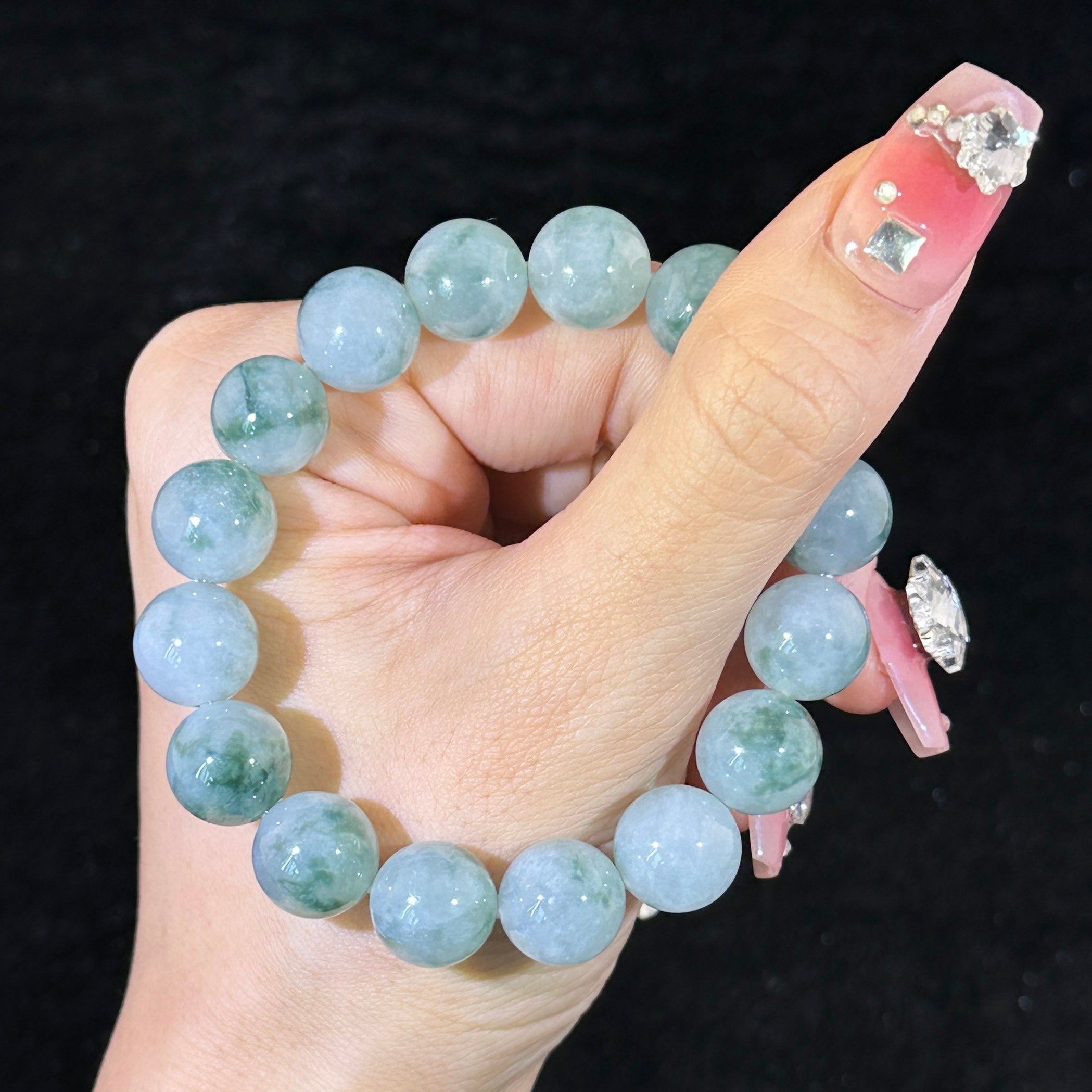 Type A Piao Hua Jade Beads Bracelet