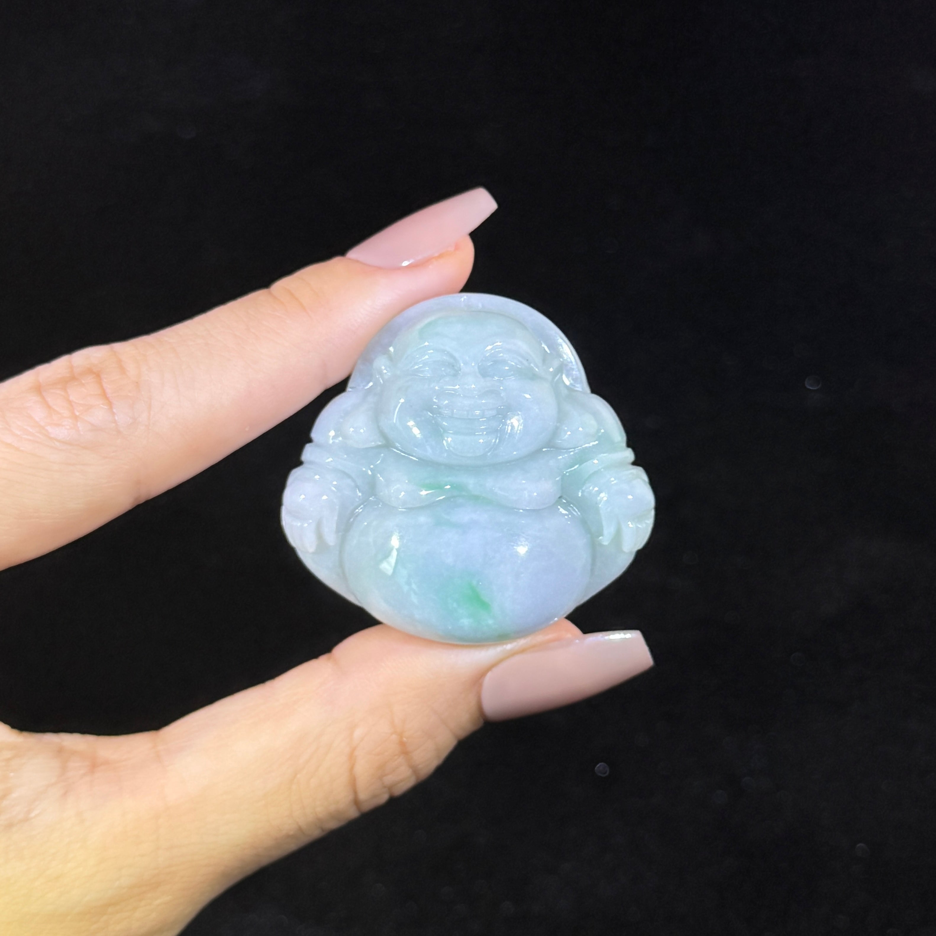 Type A Green Jade Milo Buddha Pendant