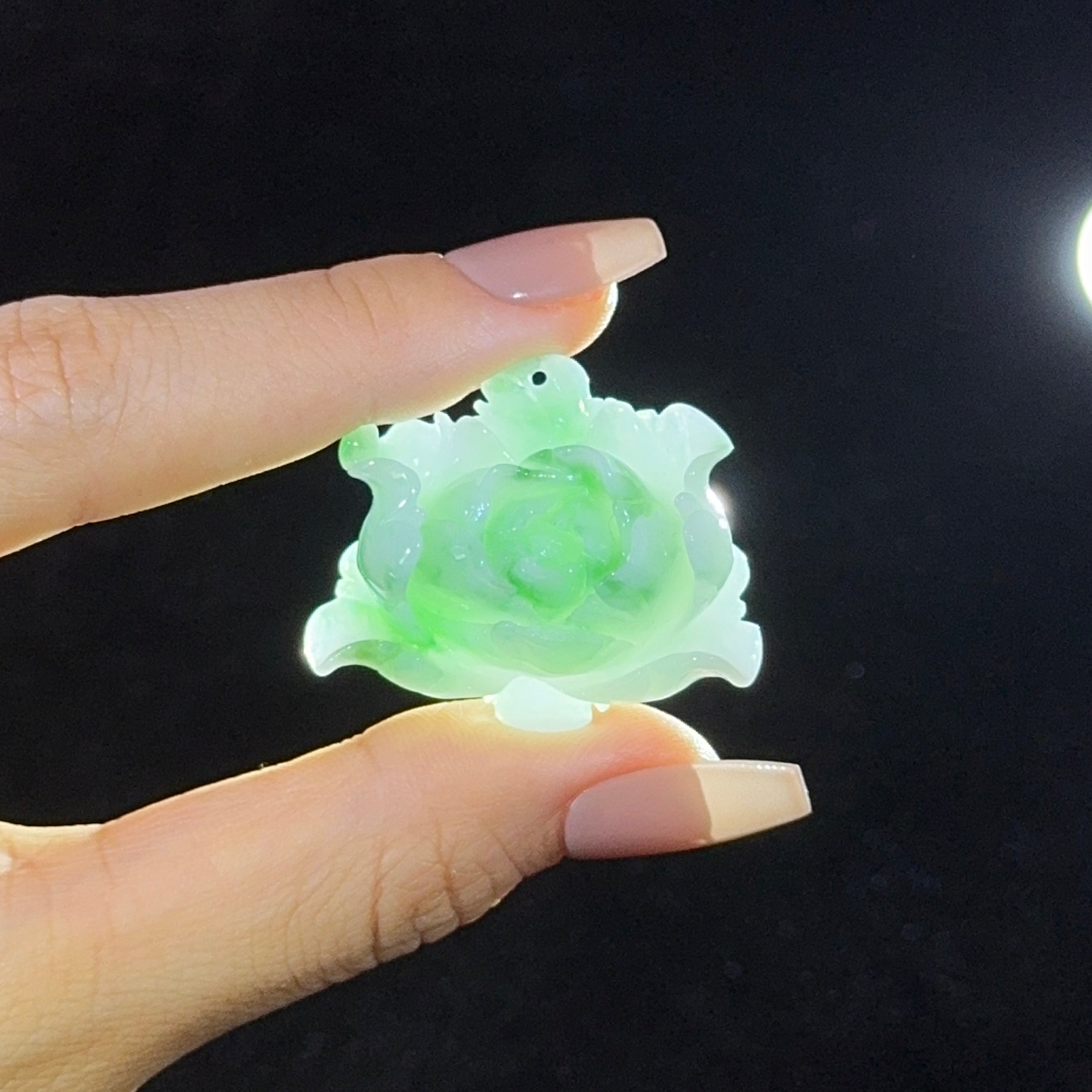Type A Green Jade Flower Pendant