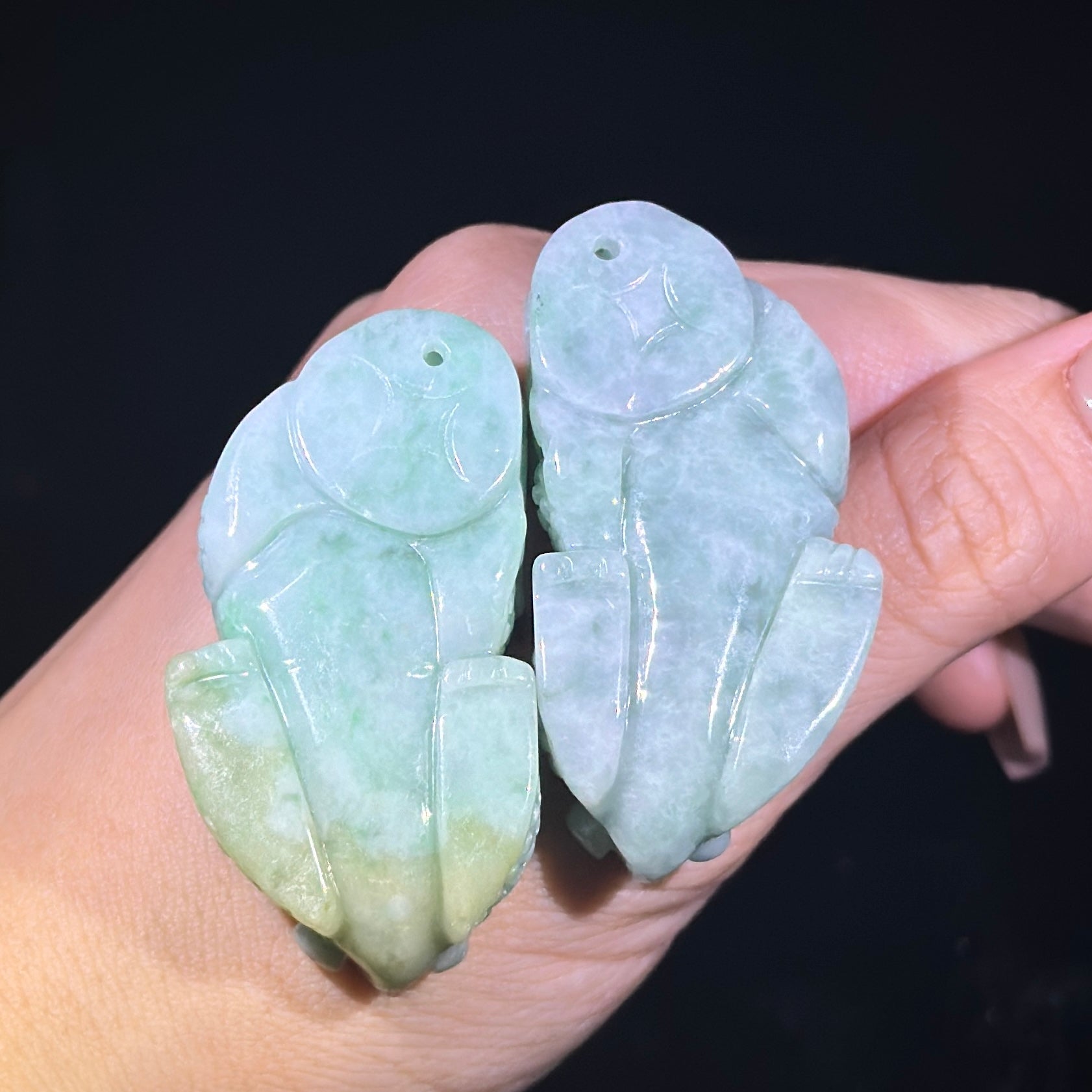 Type A Green Jade Pixiu Pair Display