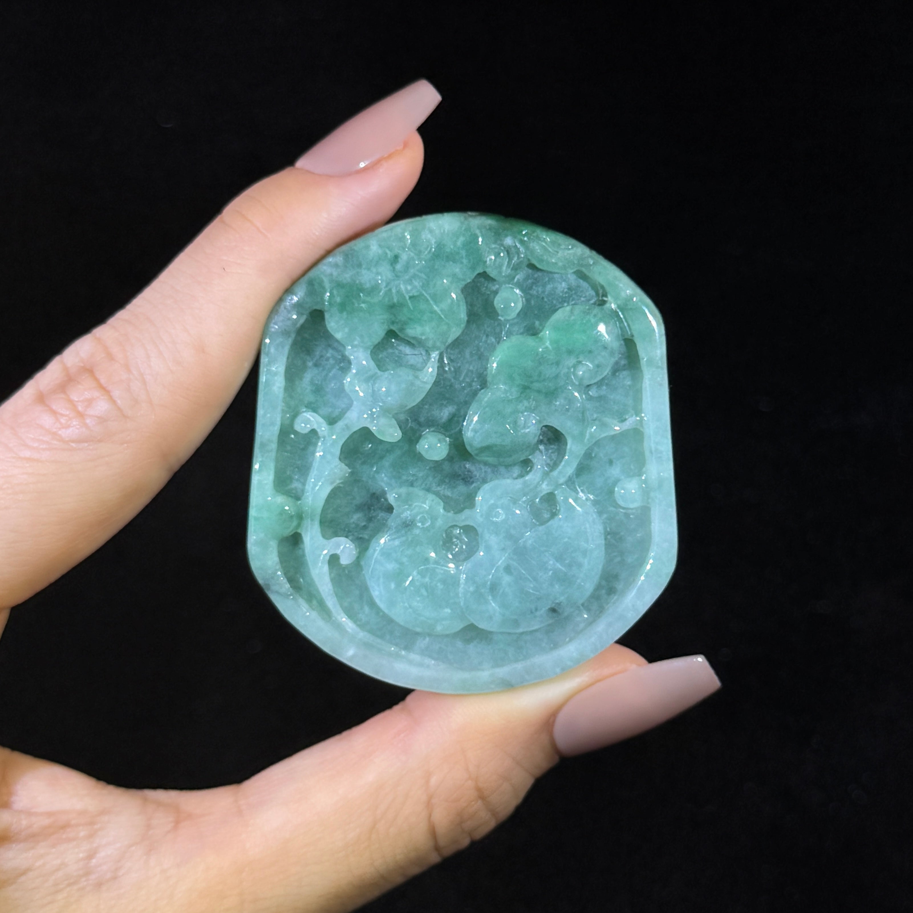 Type A Green Jade Mandarin Ducks Pendant