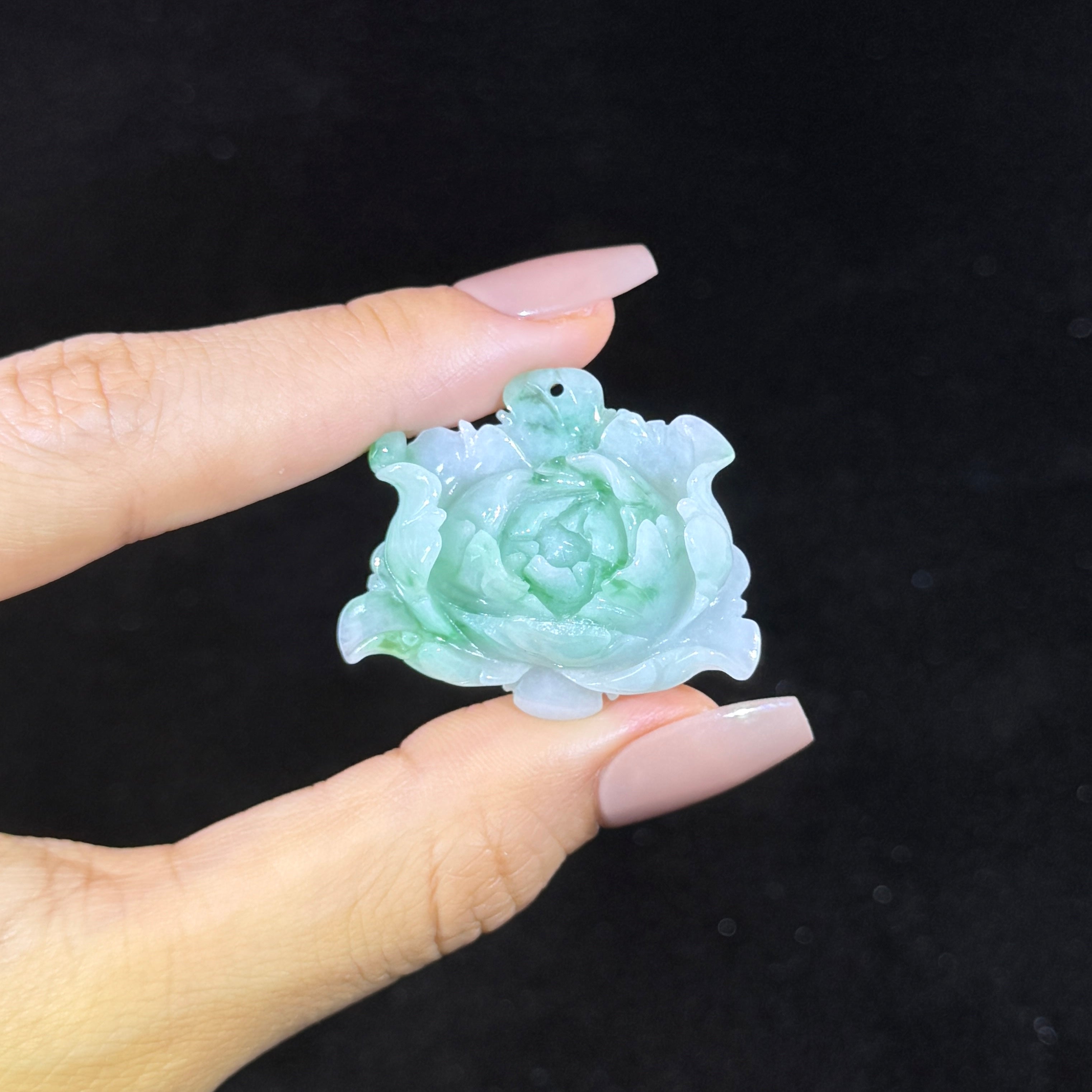 Type A Green Jade Flower Pendant