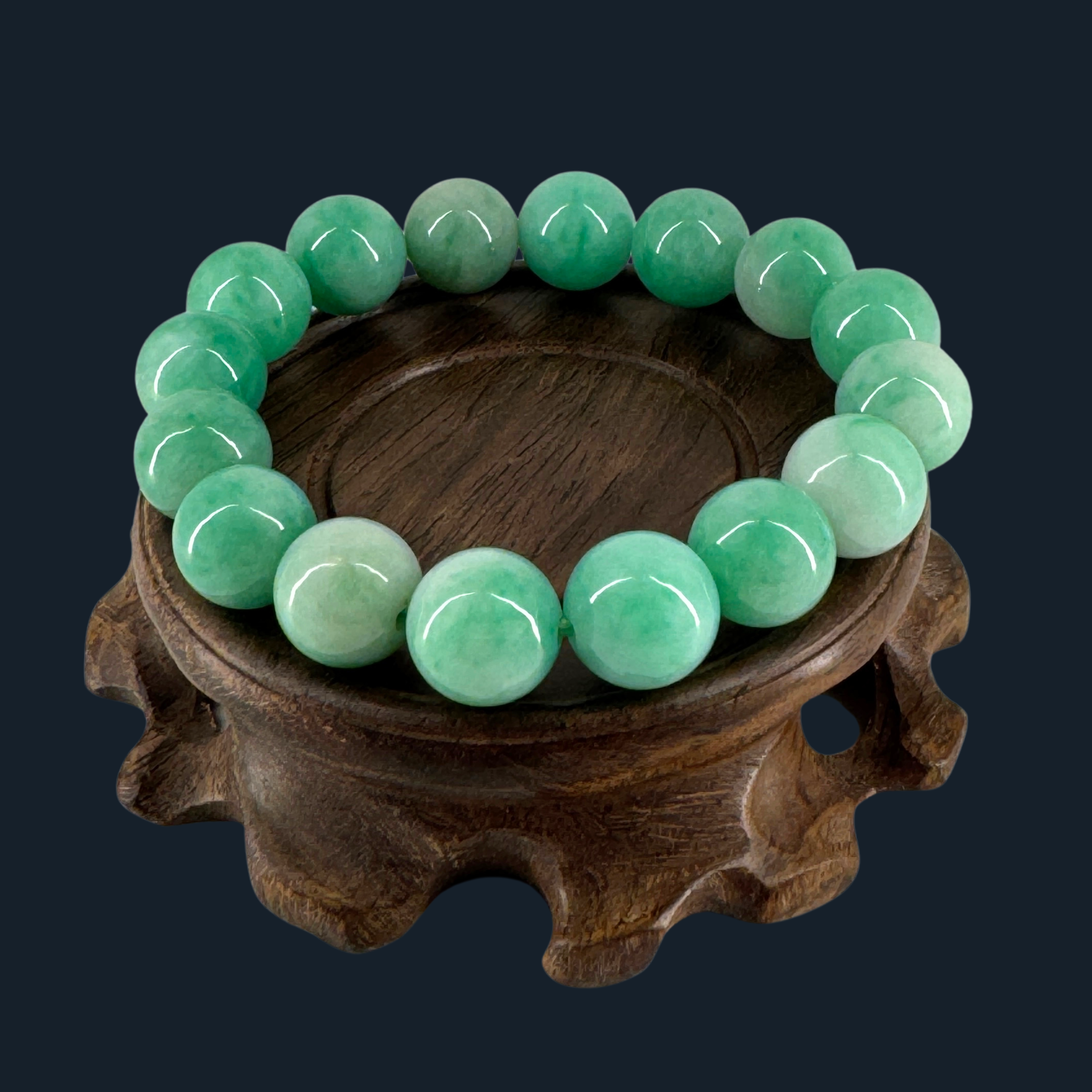 Type A Apple Green Jade Beads Bracelet NGI Cert