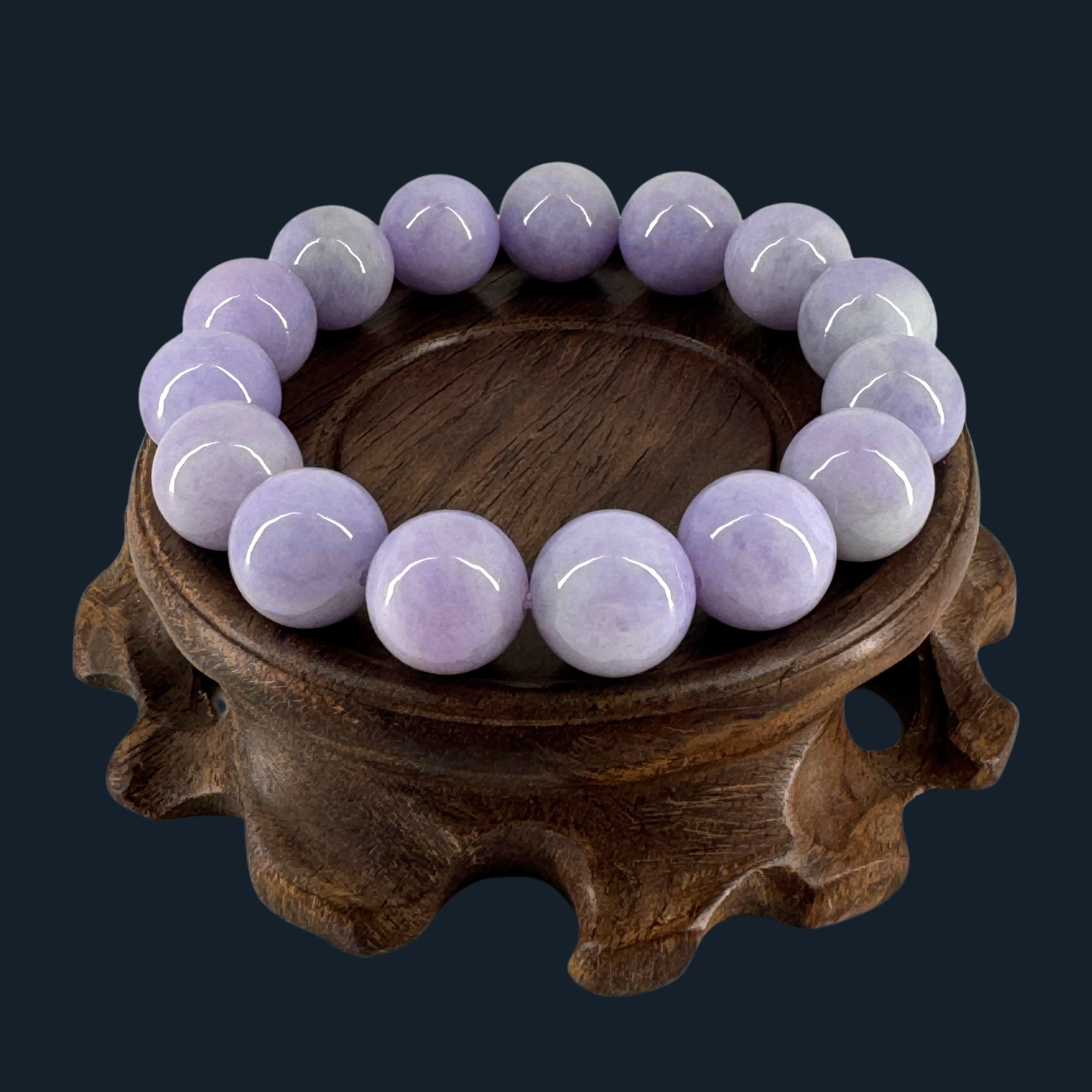 Type A Lavender Jade Beads Bracelet NGI Cert